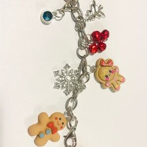 Festive Christmas Gingerbread/Santa Purse Charm/Keychain